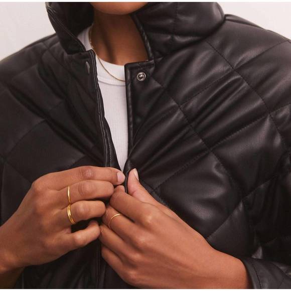 NEW Z SUPPLY heritage faux leather jacket in black - Picture 5 of 6